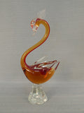 Murano-Style Orange Glass Swan