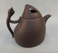 Chinese Yixing Zisha Clay Teapot Dark Brown with Cat Handle