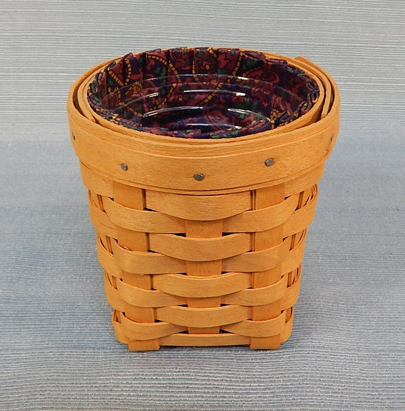 Longaberger 1998 Pen Pal Pencil Basket with Fabric and Plastic Liners