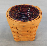 Longaberger 1998 Pen Pal Pencil Basket with Fabric and Plastic Liners