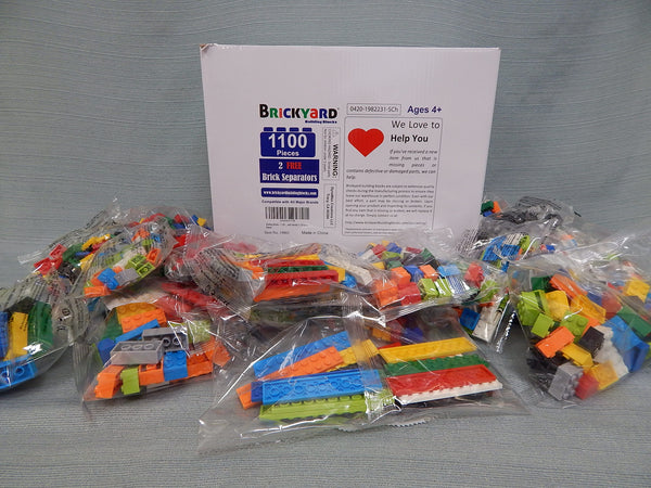 Brickyard 1100 Piece with 2 Brick Separators (Compatible with LEGO) - Brand New!