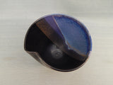 Modern Blue and Black Ceramic Bowl, Signed by Artist