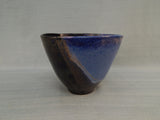 Modern Blue and Black Ceramic Bowl, Signed by Artist