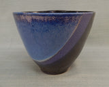 Modern Blue and Black Ceramic Bowl, Signed by Artist