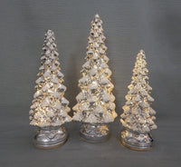 Twinkling Trees - Set of 3 Silver Table Top LED Trees - Brand New!