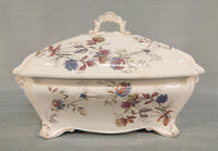 Ridgways Royal Semi-Porcelain Tureen with Brown and Blue Flowers