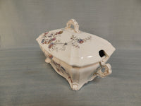 Ridgways Royal Semi-Porcelain Tureen with Brown and Blue Flowers