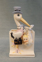 Stork Baby Boy Planter Rubens Originals 1959 Japan