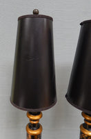 Tall Slim Chinese Painted Wood Table Lamps