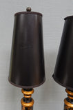 Tall Slim Chinese Painted Wood Table Lamps