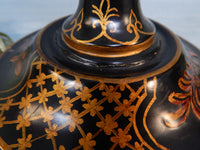 Tall Slim Chinese Painted Wood Table Lamps