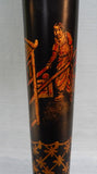 Tall Slim Chinese Painted Wood Table Lamps