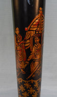Tall Slim Chinese Painted Wood Table Lamps