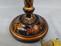 Tall Slim Chinese Painted Wood Table Lamps