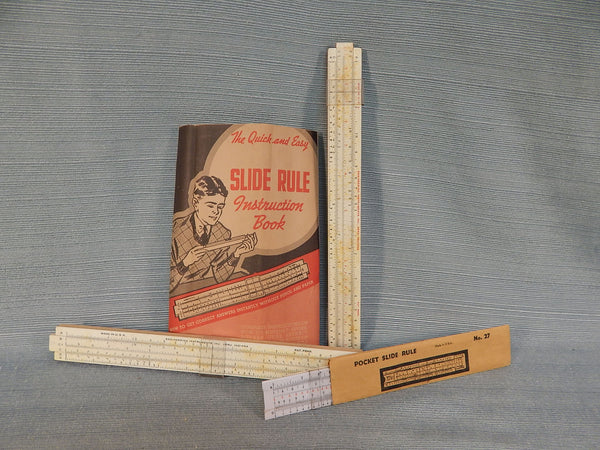 Set of 3 Vintage Slide Rules with Instructions - Vintage Condition as Noted