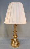 Tall Stiffel Brass Table Lamps with Pleated Shades