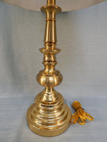 Tall Stiffel Brass Table Lamps with Pleated Shades