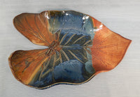 Leaf With Dragonfly Large Ceramic Dish, Signed by Artist