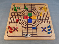 Vintage Pachisi Parchisi Board Game Solid Wood Series - Complete PFC - Box