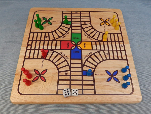 Vintage Pachisi Parchisi Board Game Solid Wood Series - Complete PFC - Box