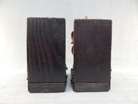 Vtg. Wooden Sailing Ships with Canvas Sails Bookends