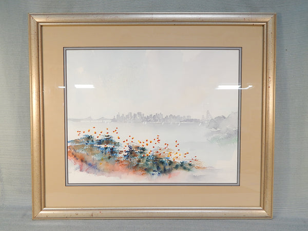 San Fransisco Watercolor Landscape by Rosemary Tapia, Framed