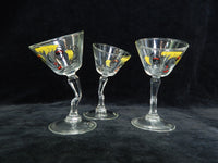 Set of 3 Gay Fad "Beau Brummel" Tipsy Glasses