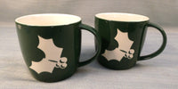 Starbucks 2011 Dark Green Holly Mugs - Set of 2