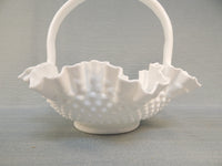 Fenton Milk Glass Hobnail Bride's Basket