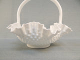 Fenton Milk Glass Hobnail Bride's Basket