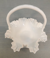 Fenton Milk Glass Hobnail Bride's Basket