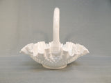Fenton Milk Glass Hobnail Bride's Basket