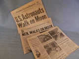 July 21, 1969 Moon NASA Landing Newspapers - Lot of 3