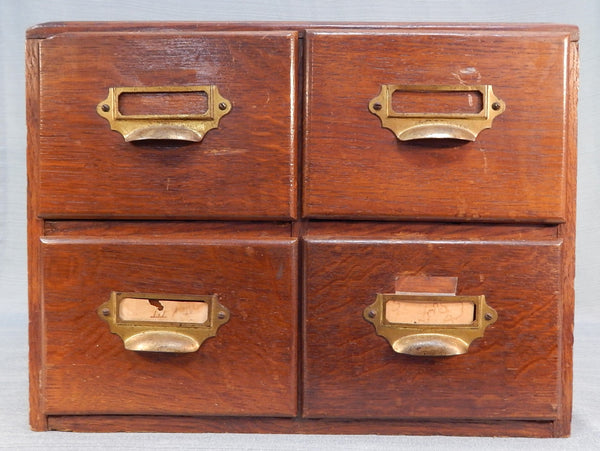 Vintage Oak 4 Drawer Library Card File