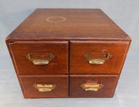 Vintage Oak 4 Drawer Library Card File