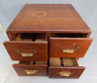 Vintage Oak 4 Drawer Library Card File