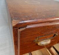 Vintage Oak 4 Drawer Library Card File
