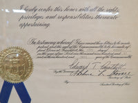 Vintage Kentucky Colonel Commission Framed Certificate, signed by Gov. Breathitt