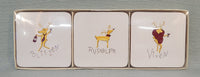 Pottery Barn Reindeer Cork Coasters -Set of 9 - Like New!