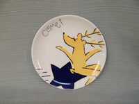 Pottery Barn Reindeer Appetizer Plates - Set of 4 (Comet, Cupid, Donner and Blitzen)