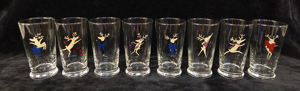 Pottery Barn Reindeer Glasses - Complete Set of 8