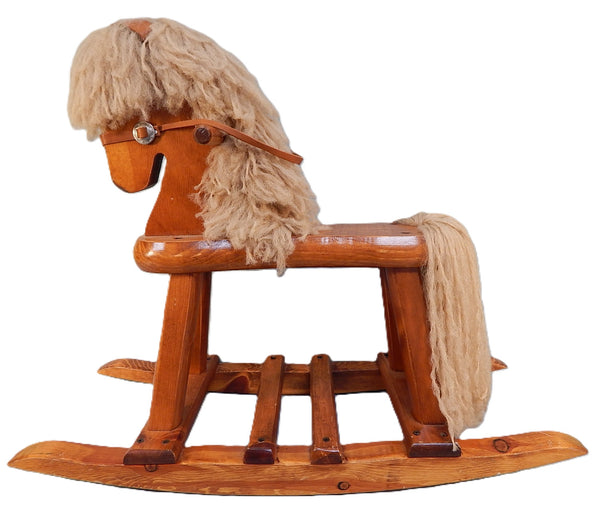 21" Wooden Rocking Horse with Yarn Mane and Tail