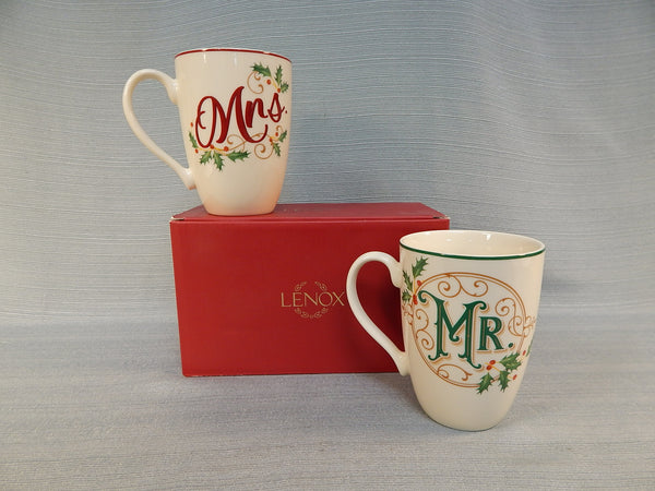 Lenox Holiday Mr. and Mrs. Mugs - Brand New!