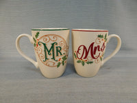 Lenox Holiday Mr. and Mrs. Mugs - Brand New!