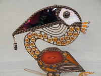 Art Glass and Metal Pelican Sculpture