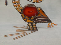 Art Glass and Metal Pelican Sculpture