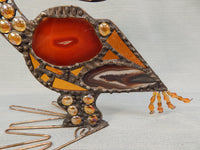 Art Glass and Metal Pelican Sculpture