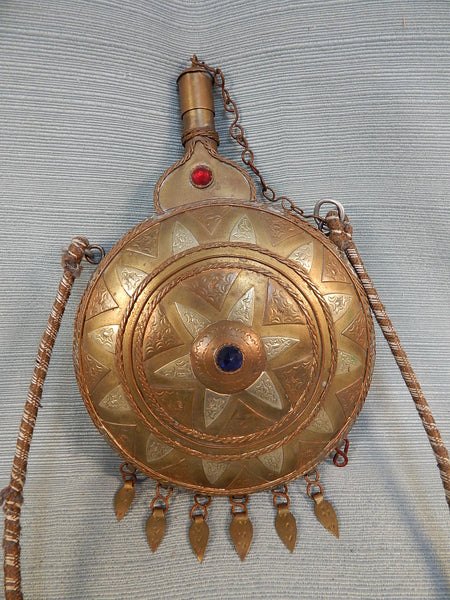 Vintage Islamic Cantinplora Water/Snuff/Black Powder Brass Flask