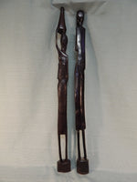 African Couple Carved Wood Figures