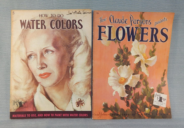 How To Do Water Colors & How Claude Parsons Paints - Vintage Walter Foster Instruction Books